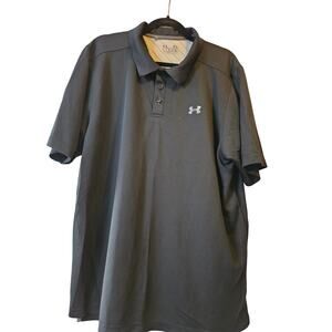 Under Armour Polo Shirt Mens XL Black HeatGear Loose Golf Shirt